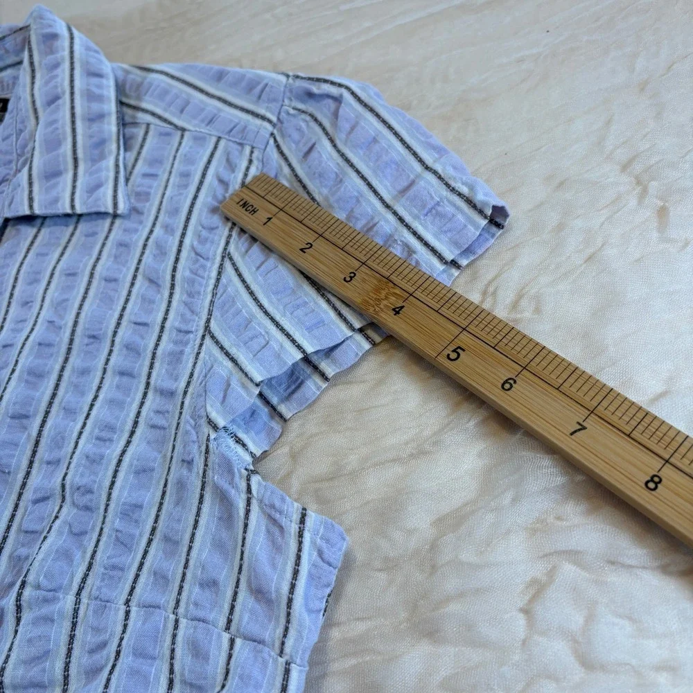 Columbia Womens Short Sleeve Lavender Stripe 100% Cotton Top Size L